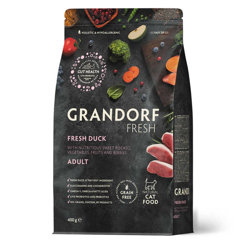 Сухой корм Grandorf Fresh с мясом утки с бататом для взрослых кошек 400 г (Грандорф Фрэш)
