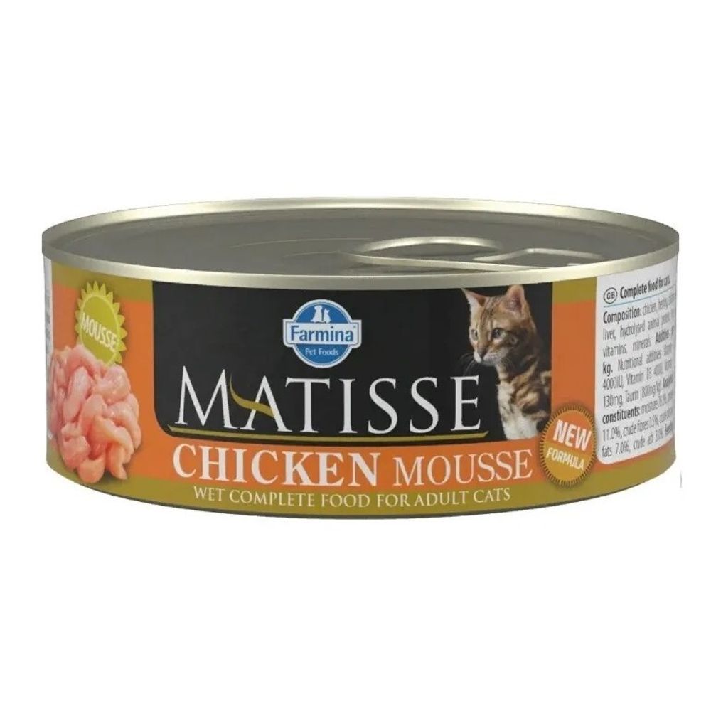 Консервы FARMINA Matisse Chicken Mousse для взрослых кошек с курицей (мусс) - набор 12х85 гр