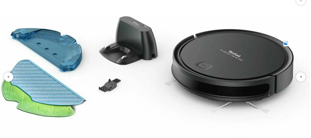 Робот-пылесос Tefal RG7365WH, 30 Вт, сухая/влажная уборка, 0.44 л, черный