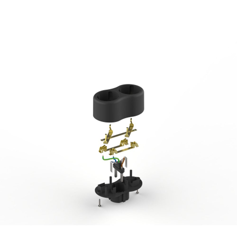 Разветвитель электрический ЭРА SPx-2e-B на 2 розетки с заземлением 16А черный