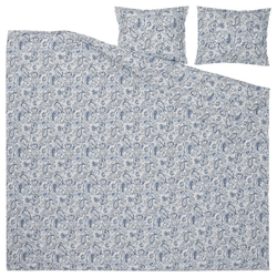 RODGERSIA Пододеяльник и 2 наволочки, синий/белый, 200x200/50x60 см