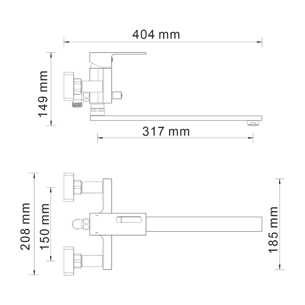 Alme 1502L Смеситель для ванны с длинным изливом
