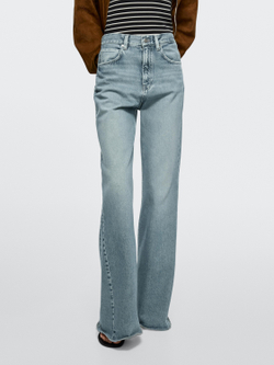 Massimo Dutti Джинсы с высокой талией и расклешенным кроем, светло-голубой