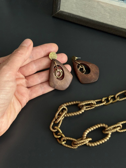 HMG 1350 Wood Rhomb Brown Серьги арт.0950