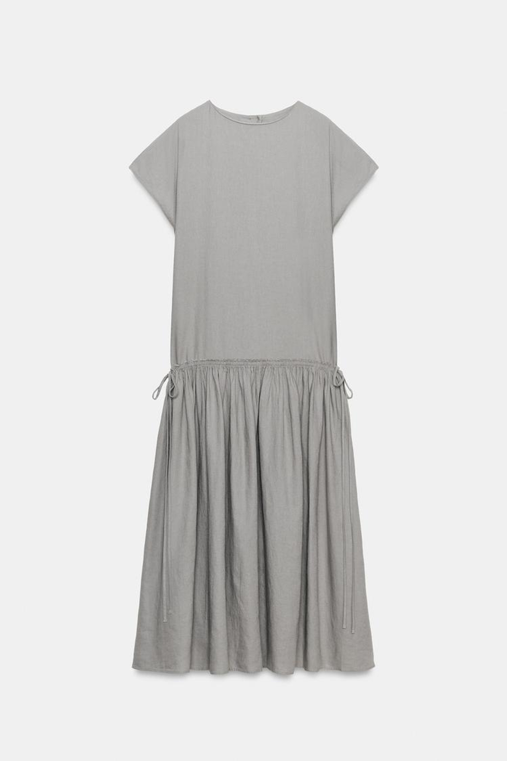 ZARA ПЛАТЬЕ МИДИ ИЗ ЛЬНА — ZW COLLECTION, СЕРЫЙ