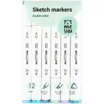 Скейтчмаркеры 12 шт. морские цвета, двусторонние ПВХ-бокс (Meshu)