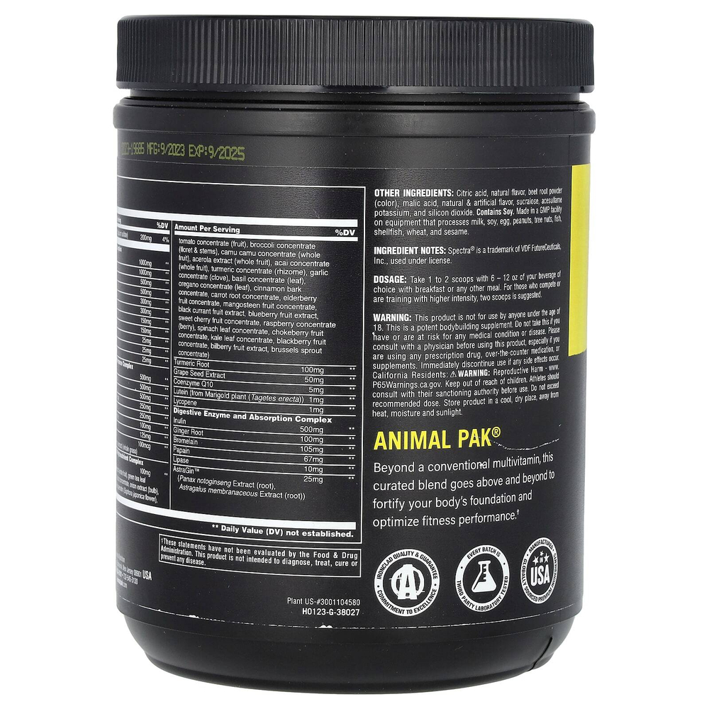 Animal, Pak, Ultimate Foundation, добавка с мультивитаминами, со вкусом фруктового пунша, 417 г (14,7 унции)
