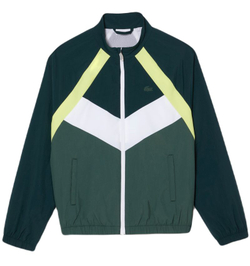 Детская теннисная толстовка Lacoste Recycled Fiber Colourblock Zipped - green/flashy yellow/white/dark green