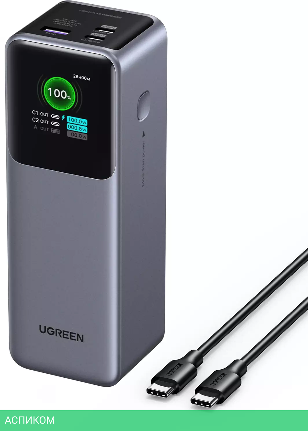 Портативное зарядное устройство Ugreen PB722 Space Gray (35525B)