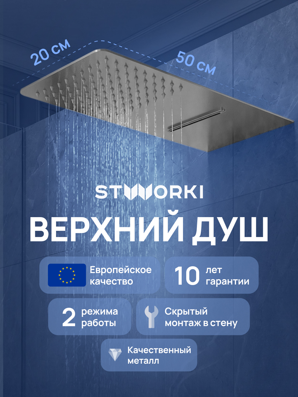Верхний душ STWORKI STUDIO S512691GB вороненая сталь