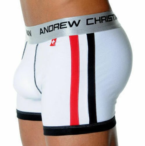 Мужские трусы хипсы с пуш-ап Andrew Christian Shock Jock Racer White Boxer