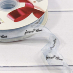 Лента Органза 2,5см х 110м "Forever love" (Серебряный)