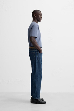 ZARA БАЗОВАЯ ФУТБОЛКА MEDIUM WEIGHT, СИНИЙ