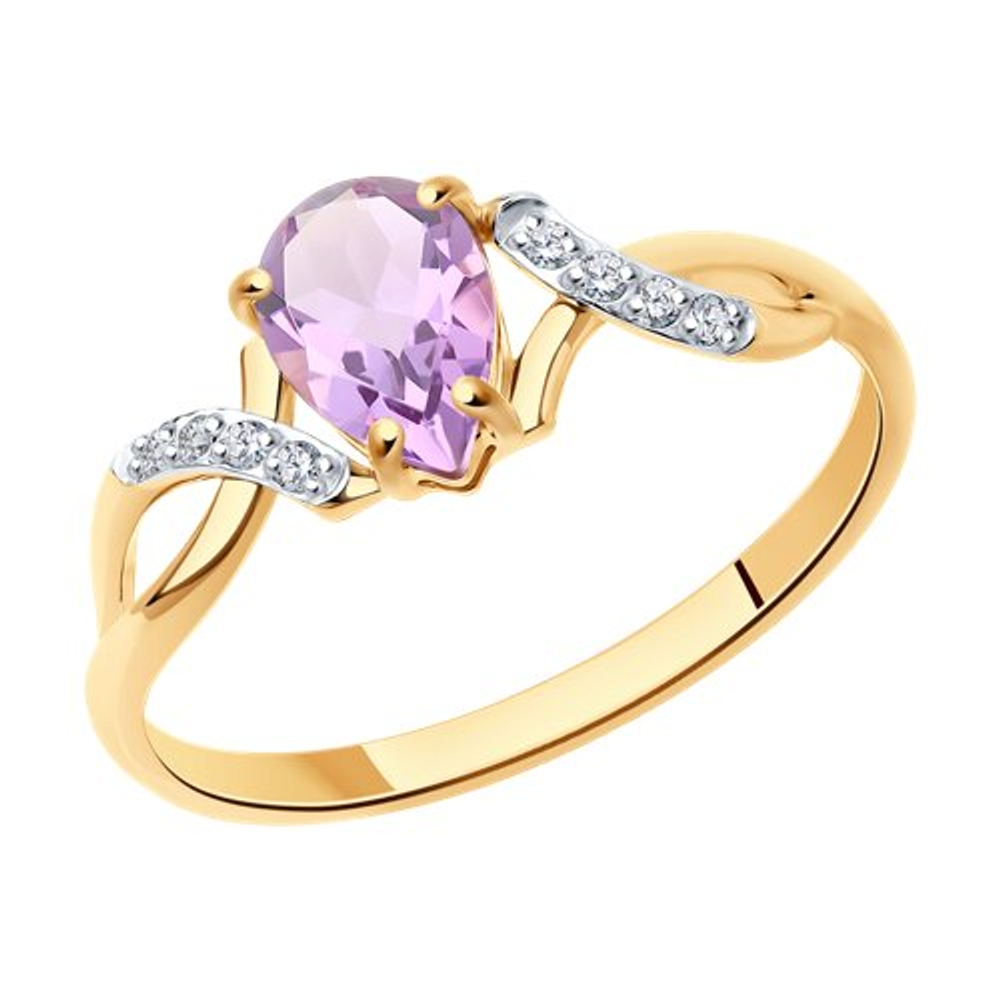 Кольцо из золота с аметистами