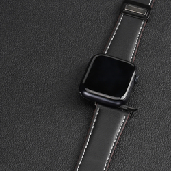 Ремешок из натуральной кожи черного цвета для смарт часов Apple Watch 38, 40, 41, 42мм, серия YA Series от Dux Ducis