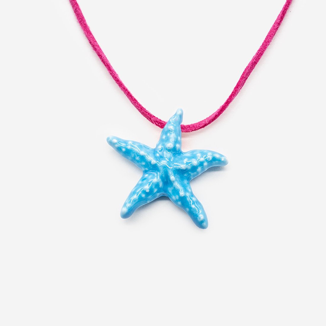 Бусина в форме морской звезды, 39*41мм, ярко-голубая, глазурированный фарфор