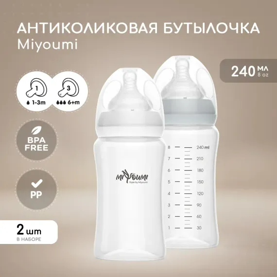 Бутылочка Miyoumi Anti-Colic 240 мл 2 шт.
