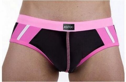 Мужские трусы брифы черно-розовые Asitoo Modal Black & Pink Brief