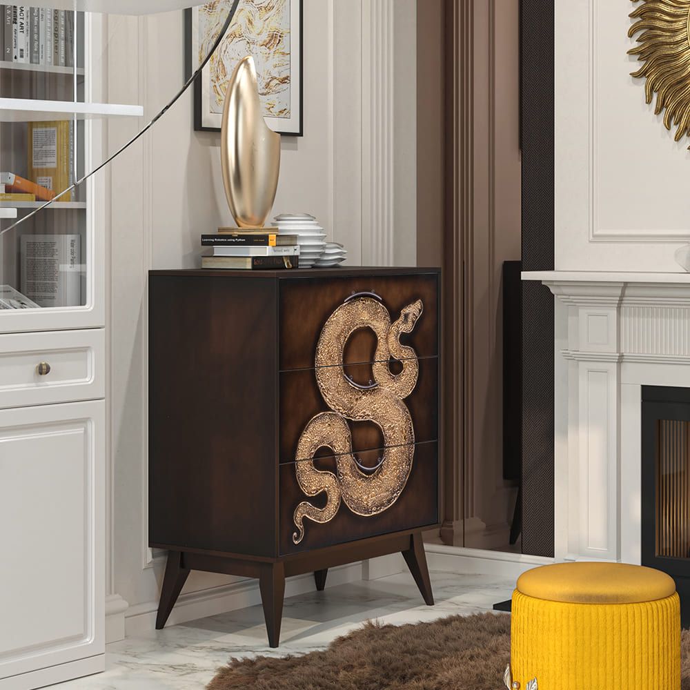 Комод Серпентис с 3 ящиками Каштан