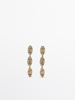 Massimo Dutti Длинные серьги со стразами, золотистый