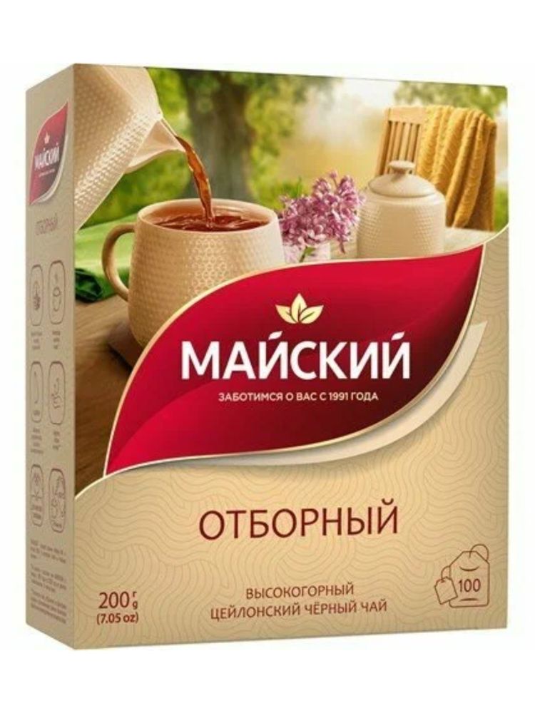 Чай черный Майский Отборный в пакетиках 100 шт x 2 уп