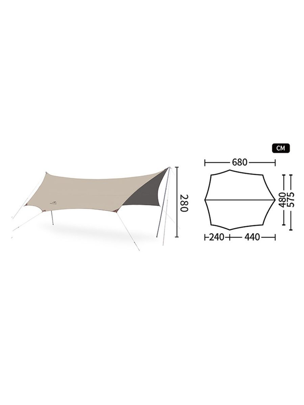 Тент Naturehike Cloud Skies Tarp C2350WS010, 150D, 500*380 см, песочный, 6927595796498