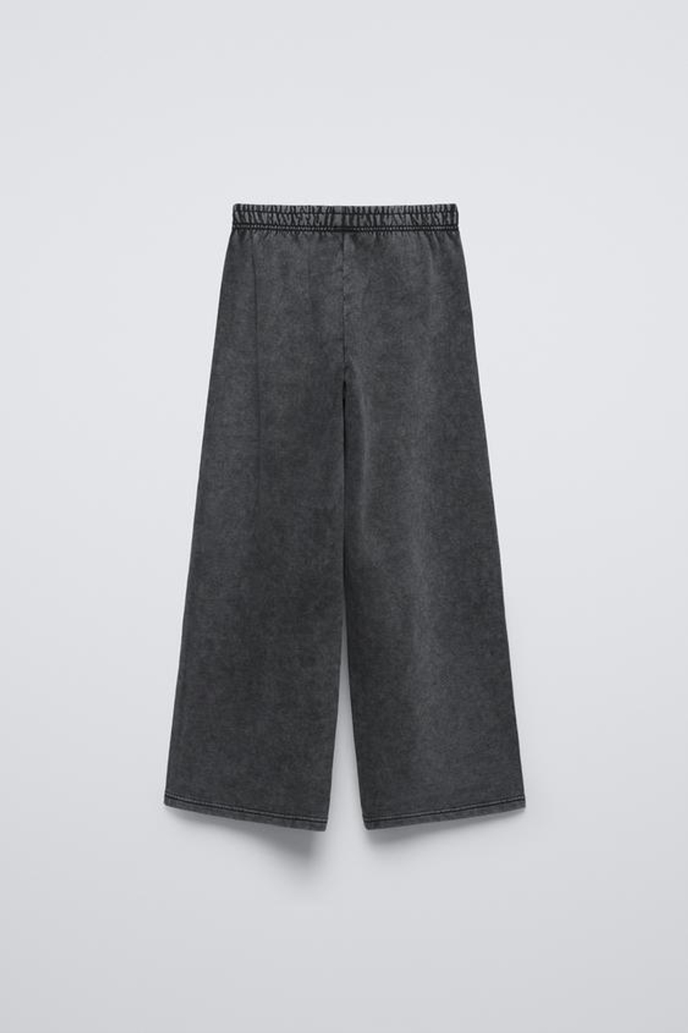 ZARA БРЮКИ WIDE LEG ИЗ МЯГКОЙ ТКАНИ С ЭФФЕКТОМ ПОТЕРТОСТИ, АНТРАЦИТОВО-СЕРЫЙ