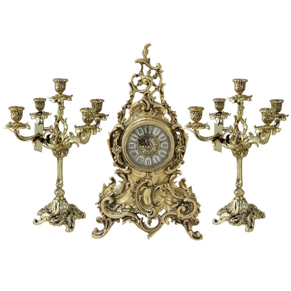 Bello De Bronze Каминные часы с канделябрами "Луи Велло"