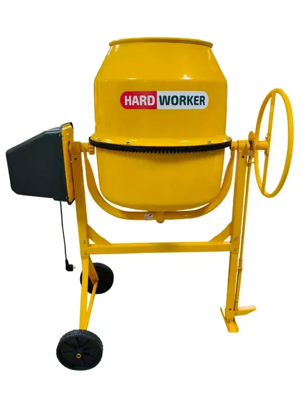 Бетономешалка строительная HARD WORKER СБП150П, бетоносмеситель электрический 550 Вт, с педалью, полиамидный венец