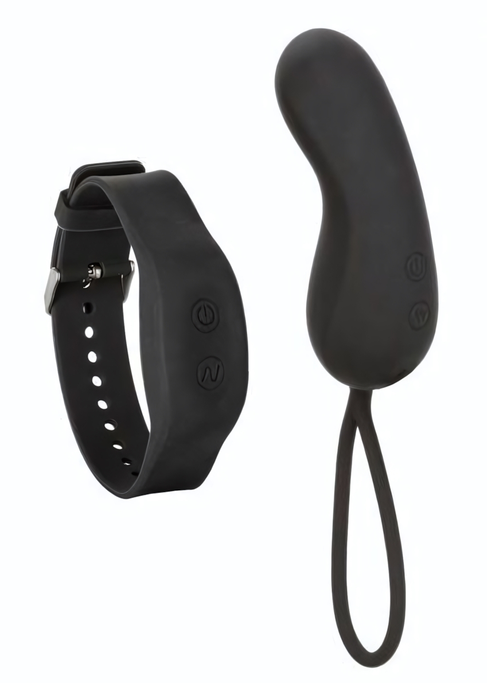 Черное виброяйцо с браслетом-пультом Wristband Remote Curve (Цвет: черный)