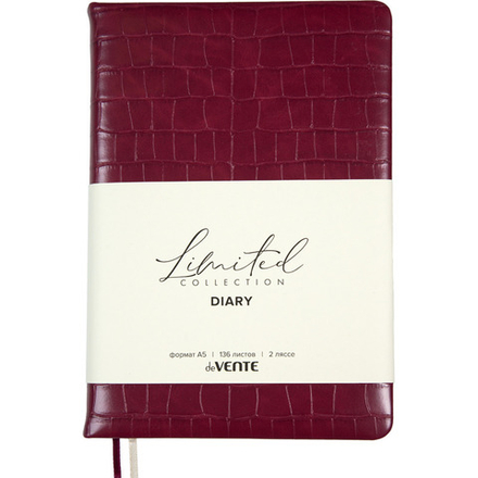 Ежедневник недат. А5 deVENTE Barbara 272стр., бордовый, тв.обл.,кожзам., ляссе, 70гр/м2