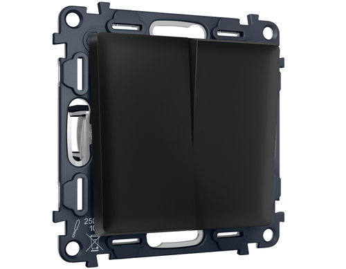 MA803050 Комплект механизма 2-кл выключателя с самовозвратом ALFA Черный матовый QUANT (AP8030, VM129)