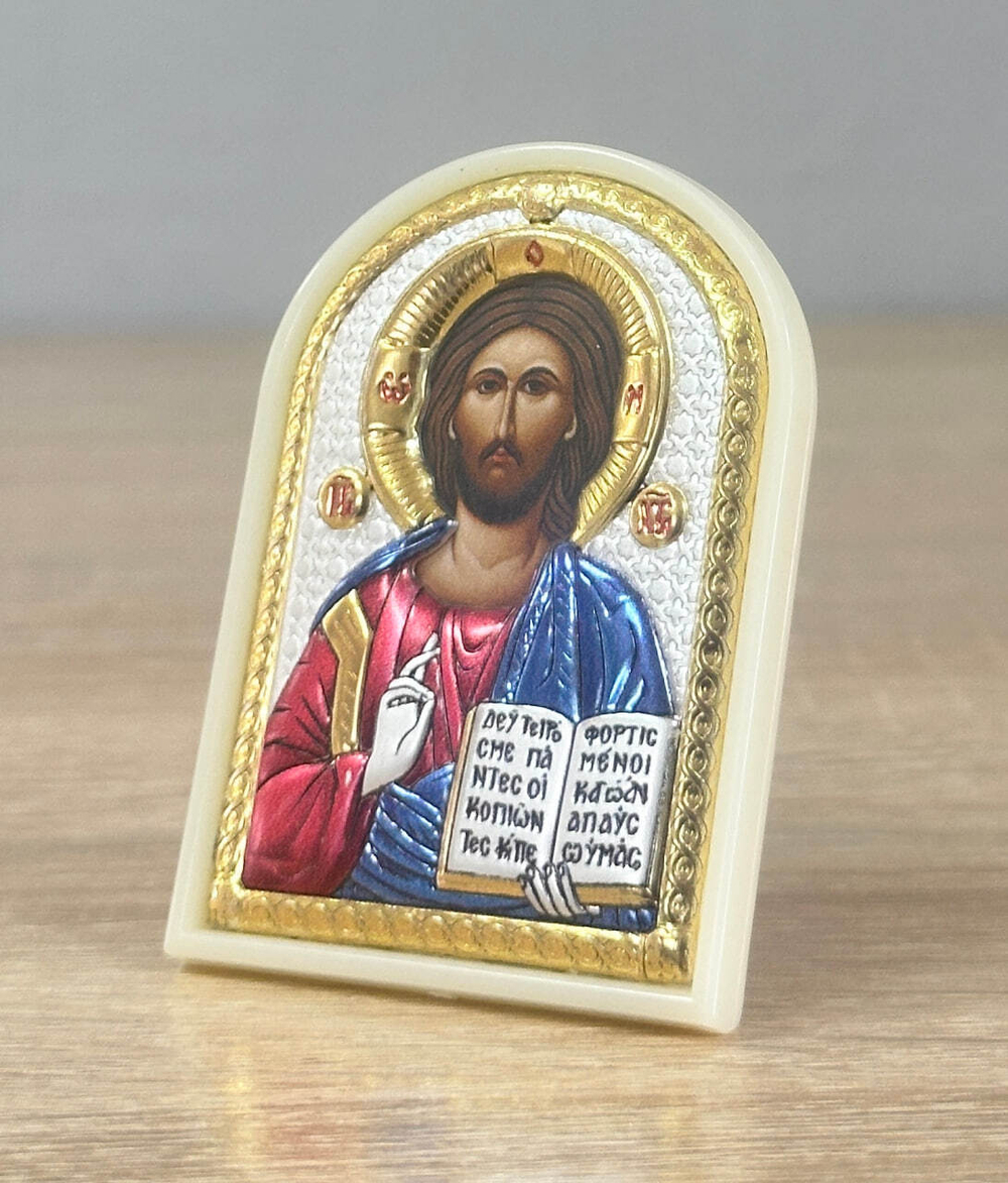 Спаситель, икона арочная, пластик белый, эмаль 48x68