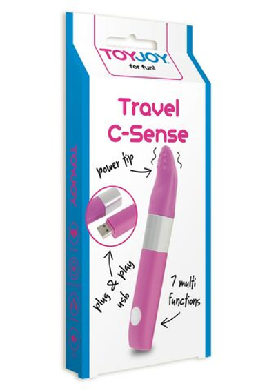 Розовый мини-вибратор TRAVEL C-SENSE - 11 см. (Цвет: розовый)