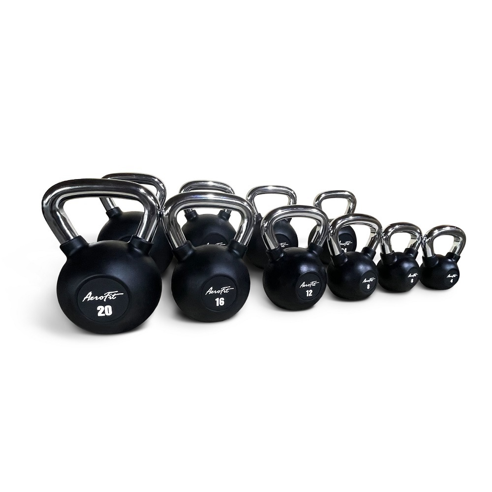 AeroFit AFBK32 гиря 32 кг обрезиненная с хромированной рукояткой
