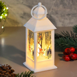 Фонарь новогодний светодиодный 14см JSLAN12white, белый