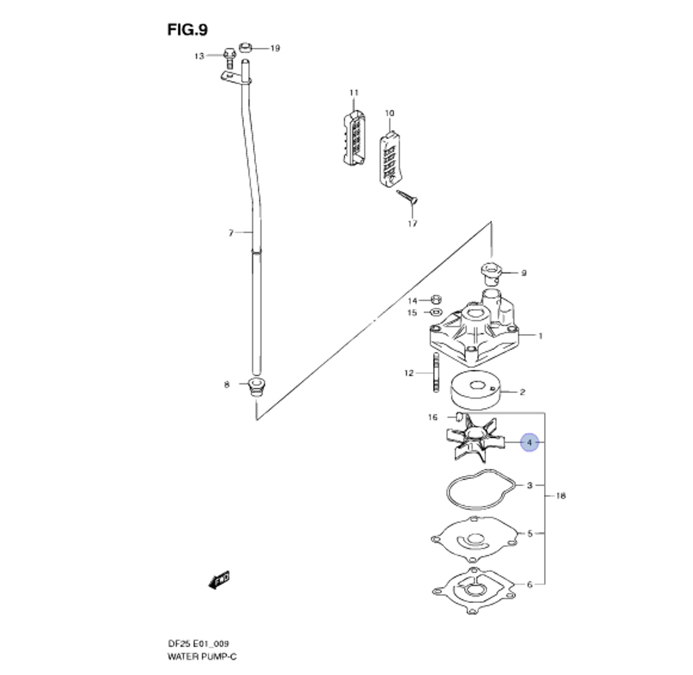 Крыльчатка помпы для лодочных моторов