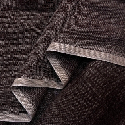 Ткань Лен Крэш Коричневый
