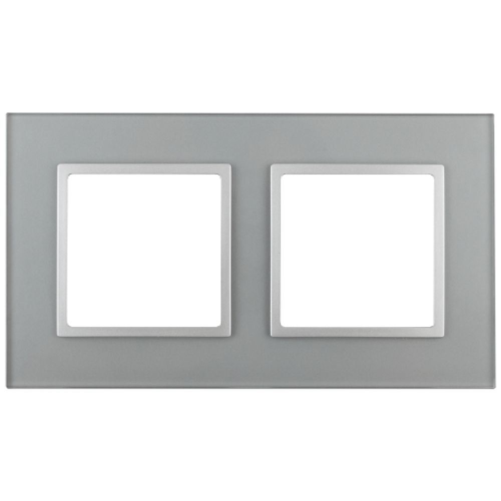 14-5102-03 ЭРА Рамка на 2 поста, стекло, Эра Elegance, алюминий+алюм | Elegance Алюминий