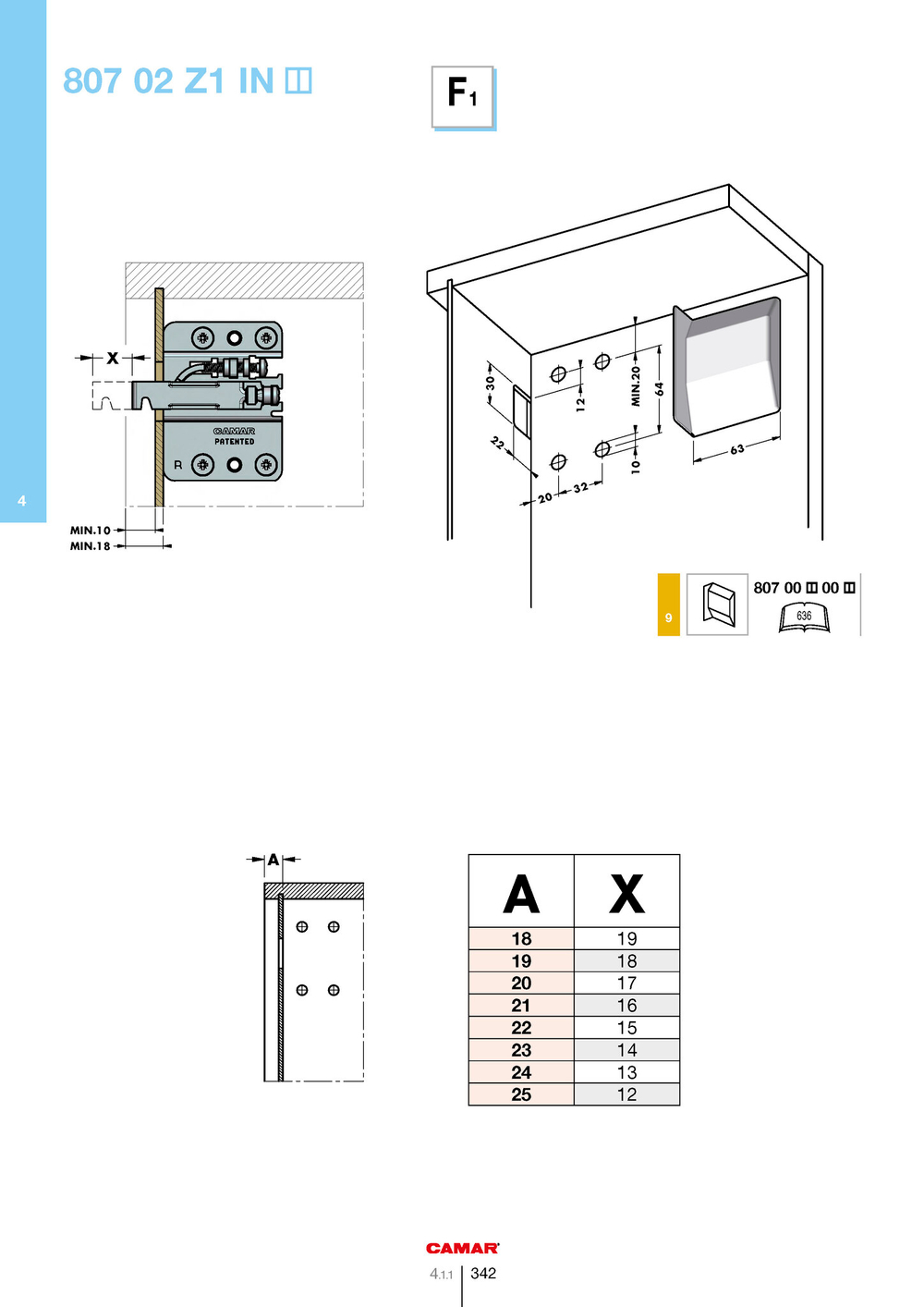 Подвеска каркаса 807.02.Z1.IN.DX, правая R, Camar