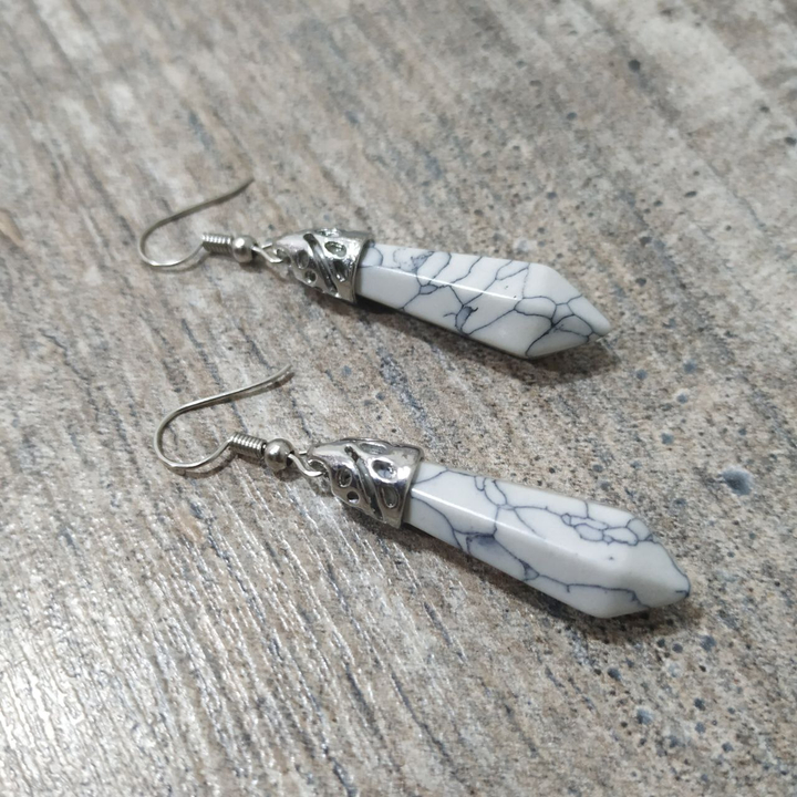 Серьги маятник Говлит белый