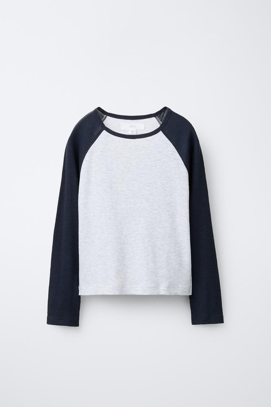 ZARA ФУТБОЛКА С РУКАВАМИ РЕГЛАН, МОРСКОЙ СИНИЙ