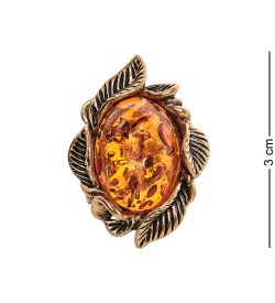 AM-2446 Кольцо «Ива» бол. (латунь, янтарь)