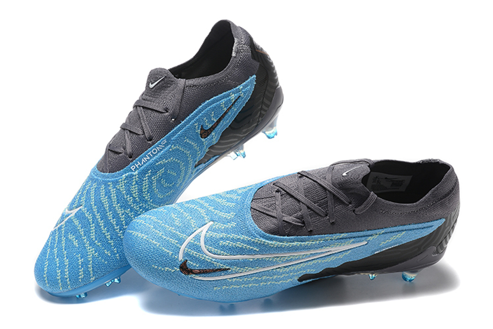 Бутсы Nike Phantom GX Elite FG (Черный+голубой)