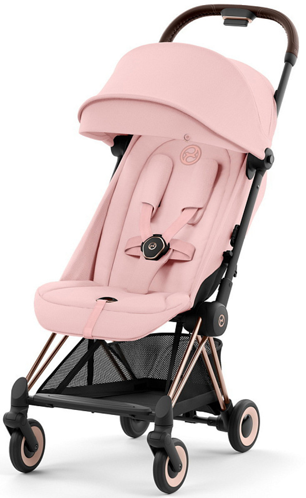 Коляска Cybex Coya Rosegold Frame Cloud G i-Size Magic Black 2 в 1 Peach Pink с дождевиком и бампером