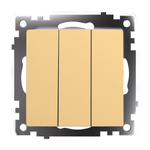 Выключатель 3-клавишный (механизм), STEKKER, GLS10-7108-08 , 250В, 10А, серия Катрин, золото 49219
