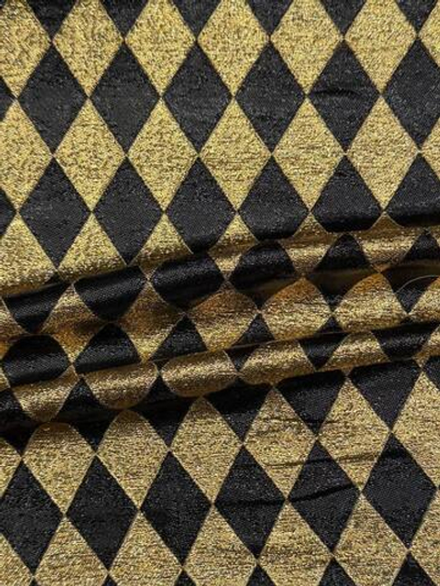 Жаккард шелк с люрексом Gucci в черно-золотые ромбы