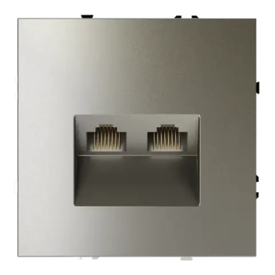Розетка компьютерная встраиваемая VOLTUM S70 двойная RJ45+RJ45 кат.6, (шелк)