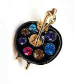 Брошка, брошь " Палитра художника". Эмаль, стразы. Цвет черный