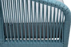 "Канны" кресло плетеное из роупа, каркас алюминий светло-серый (RAL7035) муар, роуп бирюзовый круглый, ткань светло-серая